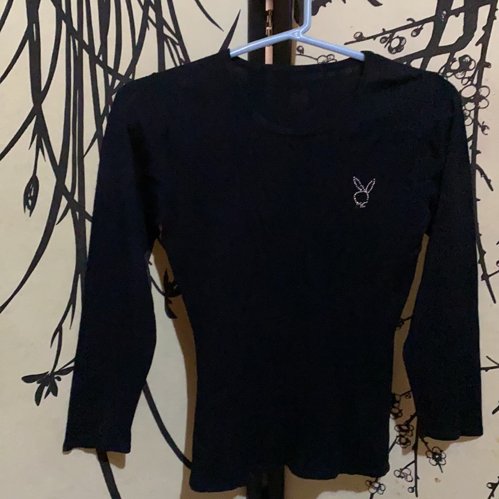 VTG 2000’s Playboy Women’s Black T Shirt Embelished W/Rhinestones Playboy Logo - Picture 14 of 14